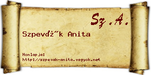 Szpevák Anita névjegykártya