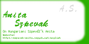anita szpevak business card
